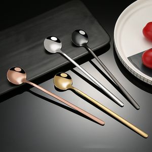 Round Shape Stainless Steel Coffee Spoon Tea Scoops Watermelon Ice Cream Dessert Candy Sugar Scoop Home Kitchen Bar Party Cafe Tools Gift JY0288
