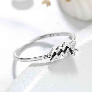 Athenaa Fashion Simple Smycken 925 Sterling Sier Zodiac Sign Ring för kvinnor