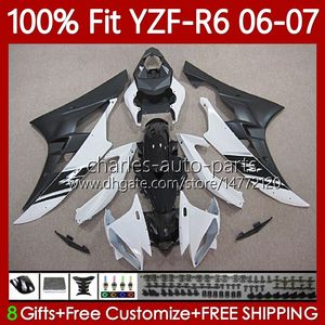 Fairings de OEM de 100% para Yamaha YZF-R6 YZF R 6 600 CC YZF600 YZFR6 06 07 Moto Bodywork 98NO.75 YZF R6 600cc 2006 2007 YZF-600 2006-2007 Molde de Injeção Kit de corpo branco