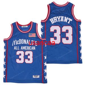 Benutzerdefinierte Bryant #33 All American Basketball Jersey McDonald's genäht Weiß Blau S-4XL Alle Namen und Nummern