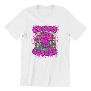 T-shirt dos homens Ataque dos casais cor-de-rosa do gummybear que combinam a roupa retro do homem 54938