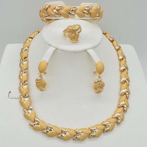 Collier de boucles d'oreilles Dubai Gold Jewelry Sets Nigerian Wedding Set Fashion African Perles SetStateMe pour femmes