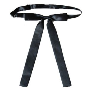 Wholesale long mens ties for sale - Group buy Neck Ties Men Women Pre Tied Bow Tie Adjustable Strap School Student Long Narrow Ribbon Necktie Silky Solid Color Uniform Suit Choker