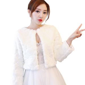 Wraps & Jackets White Red Wedding Boleros Autumn Winter Bridal Women Capes Overcoat Faux Fur Warm Jacket Shawl Lady Evening