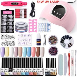 7ml gel esmalte polonês uv led secador de lâmpada 12/4 kit pcs soak off base top casaco elétrico broca ferramenta arte kits