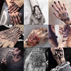 Mörk stil vattentät tatueringar tillfällig tatuering sexig klistermärke hand blomma tatuering falsk flash arm eller fot kropp konst för flicka kvinnor män