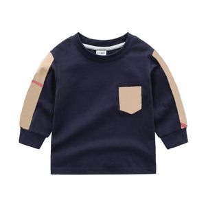 Fashion Designer kids Baby Boys Girls t-shirts shirts child Round Collar Plaid Blouse tops children Infant long Sleeve tee clothing