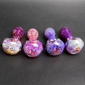Tubo De Roxo Queimador De Óleo venda por atacado-Mini Pipes de vidro de pirex Acessórios para fumantes de queimador de óleo Bainada colorida d Pink Purple Glass Hand polegadas