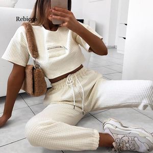 Ropa Mujer Clothes Plus Size Two Piece Set Lounge Fashion White Vintage Crop Top Women Moda Conjunto Feminina Spring Outfits X0428