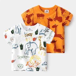 Summer Casual 2 3-9 10Years Children'S Clothing Cotton Tees Kids Cartoon Animal Full Print Short Sleeve T-Shirt For Boy 210625