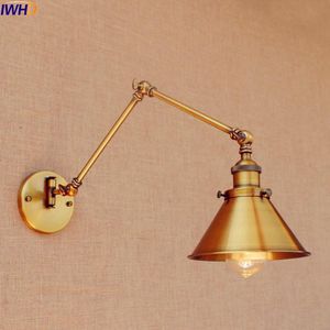 Vägglampor IWhd loft koppar swing lång arm lampa industriell vintage ljus armaturer ledde edison sconced lamparas de pared