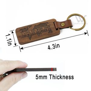 2023 Populära semesterjubileumsgåva Keychain Charms remmar Fashion Wood Leather Laser Graved Keychains Keychain