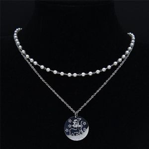 Wholesale sagittarius constellation necklace silver for sale - Group buy Pendant Necklaces Stainless Steel Pearl Constellations Sagittarius Necklace Women Silver Color Astrology Jewelry N9202S04