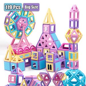 119ピースビッグサイズマグネットマジックビルディングブロック建設玩具教育磁気ブロックセットパズル玩具Q0723