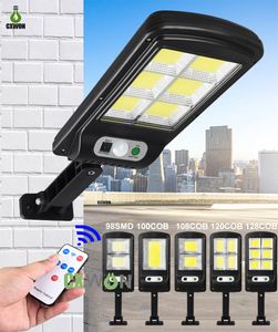 Lâmpada solar 128cob Grandes Luzes à prova d 'água à prova d'água de jardim Garden Infrared Motion Sensor Smart Remote Control Light