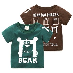 Letnia Moda Design 2 3 4 6 8 10 lat odzież dla dzieci Krótki rękaw Cartoon Bear Bawełniane koszulki dla dzieci Chłopiec 210701