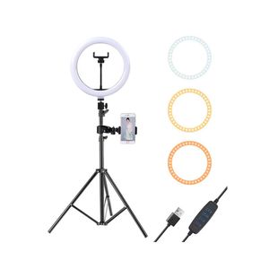 Dimmable LED 10 Inch Selfie Ring Light with Tripod USB Selfie Ring Lamp Photography Ringlight with 1.6m Tripod Stand for Phone Video Studio