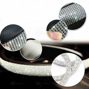 Coprine del volante dello sterzo affascinanti eleganti strass di strass in cristallo styling Accessori a ruota dello sterzo custodie in pelle Auto Pu H7O8