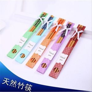 Bambu Çubuklarını Pratik Doğal Ağaçlık Stil Chopstick Kişiselleştirilmiş Düğün Iyilik Giveaways Hediye RH1088