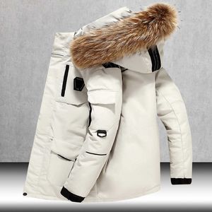 Down Jacket Mens winter Casual Big Faux fur Warm Parka Casual White Duck Puffer Jacket Men Thicken Waterproof Windproof Coat 3XL 210603