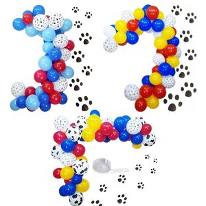 1Set Paw Cow Ballonger Arch Ballonger Röd Blå Gul Globos Dog Ballons För Patrol Tema Baby Shower Kids Birthday Party Decor 211216