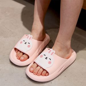 Pink Rabbit Cartoon Children Slippers Summer Soft Sole Indoor Bathroom Shoes Boy Girl Non-Slip Comfort Home Baby 220225