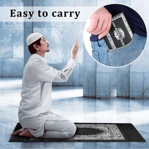 Carpets Islamic Prayer Rug Portable Braided Mat Zipper Compass Blankets Travel Pocket Rugs Muslim Worship Blanket ZWL409