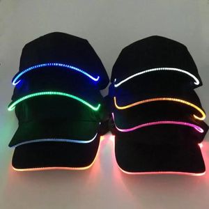 LED Baseball Cap Pure Cotton Luminous Bar Decoration Casual Hat Men And Women Outdoor Peaked Cap Sun Hats