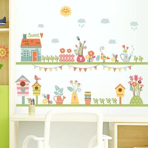 Wandaufkleber, Garten, Blumenzaun, Hausaufkleber, DIY für Geschäft, Büro, Zuhause, Fußleiste, Dekorationen, pastorale Kunst, Poster, PVC-Aufkleber