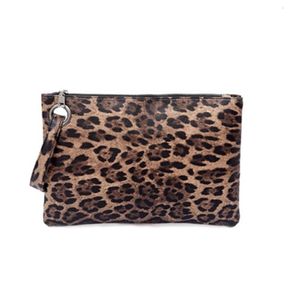 Borsa a mano in pelle PU con stampa leopardata Portafoglio Zero Borsa da lettera a mano da donna alla moda