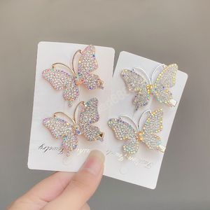 Diamond Butterfly Hairpins Simples Lado Cabelo Clipes Bangs Cocar Cocar Mulheres Acessórios De Cabelo