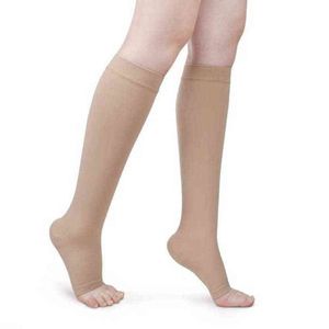 S-XL Elastic Open Toe Knee Altas Meias de Alta Bezerro Meias de Compressão Varicescos Tratar moldando Meias de Pressão Graduada Y1119