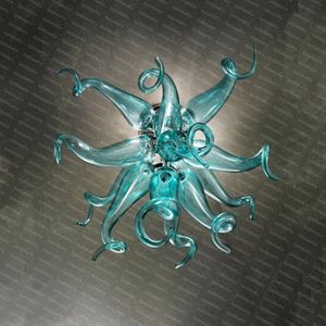 Nordic Quality Crystal Ceiling Lights Hand Blown Teal Glass Living Room Chandelier Personality Bedroom Dining Table Top Art Lamps Custom 40 CM