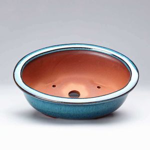 18.3 * 13.2 * 6cm Bonsai Pots Respirável Stoare Bonsai Potes com furos Cerâmicos Craft Plant Plantador Plantador Flor de Desktop Pot 210712