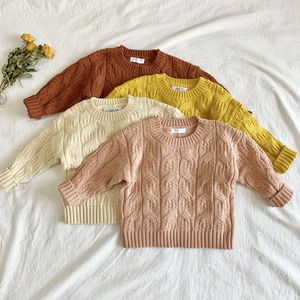 韓国の秋冬子供女の子長袖ニット麻の花セーター子供服ベビープルオーバーセーター210429