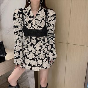 Women's Suits & Blazers Alien Kitty Women Florals Two Pieces Sets Chic Printed Slim Coats 2022 Elegant Stylish Office Lady Pearl Jackets