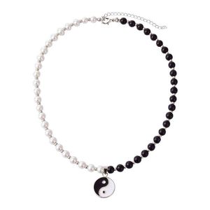 Whole eight diagrams hängande halsband smycken kreativ pärlstav halsband svart vit pärla