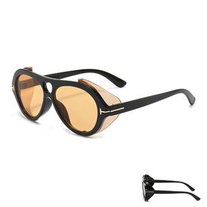 Sunglasses Punk Men's And Women's With Side Shield Round PC Lens UV400 Protection Sun Glasses