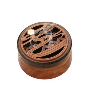 Doftlampor Sandeltr￤ PORTABLE R￶kningsbr￤nnare Box Wood Smoke Antique Fountain Queimadores de Incenso Yoga Decoration ZY50XL
