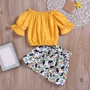 Summer Suit Clothing For Girls Top+Animal Pattern Skirt 2Pcs Clothes Children Girl Costume 210528