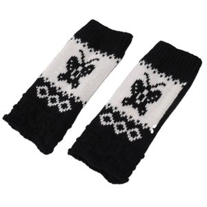 Five Fingers Gloves Woman Ladies Fingerless Winter Warm Soft Knitted Butterfly Pattern Mittens ST026