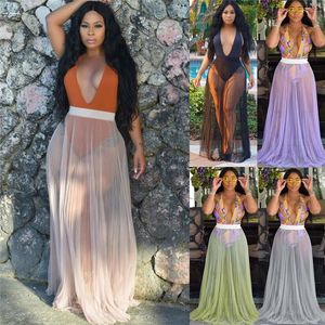 Bikini da donna Cover Up Costumi da bagno Sheer Beach Maxi Wrap Skirt Sarong Pareo Dress UK Sarongs