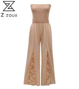 Z-Zoxu Mulheres Jumpsuit Retalhamento Retalhos Sem Mangas Off Ombro Sexy Macacões Mulheres Plus Size Longo Verão S 210524