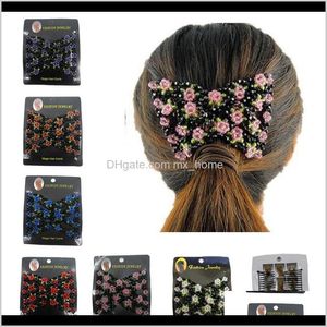 Vintage Blumenperlenkämme Double Magic Metallkamm Clip Haarnadeln für Frauen Geschenk Qy0Wj Cjo28