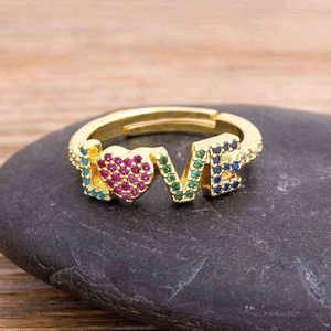 Cluster ringen Nieuwe verstelbare gouden cloor romantische liefde voor vrouwen vrouwelijke populaire schattige regenboog ring fijne bruiloft verjaardag geschenken