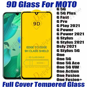 9d Full Cover Tempered Glass Telefon Skärmskydd för Motorola Moto G 5g G Fast Pro Spela Power G Stylus 2021 DSFY One 5G Ace UW One Action Fusion Plus