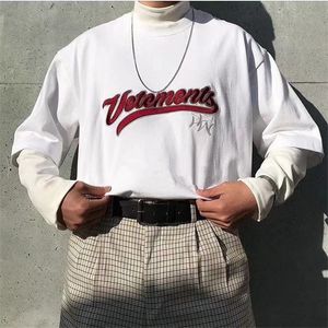 White Black Red Embroidery T-shirt Men Women 1 Quality Oversized Heavy Fabric Tee