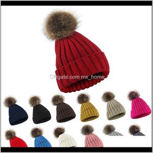 Caps Accessori Baby Maternità Drop Delivery 2021 Ragazze Adult Knitted 15 Designs Solid Elastic Knitting Wool Bobble Winter Boys Kids Fashion