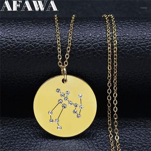 Wholesale sagittarius necklaces for sale - Group buy Pendant Necklaces Sagittarius Astrology Stainless Steel For Women Round Crystal Jewelry collares Mujer NXS02