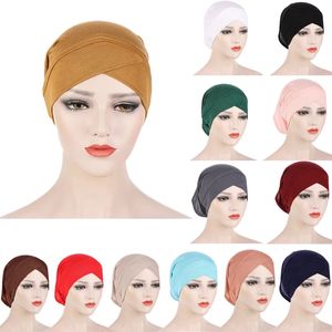 Soft Cotton Inner Hijab Caps Muslim Stretch Turban Cap Women Solid Islamic Underscarf Bonnet Hat Female Headband Turbante Mujer